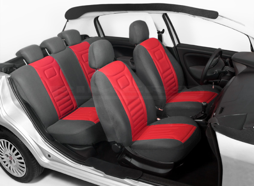 Dacia Lodgy 7 Sitze ab 2012 Maßgefertigt Maß Sitzbezüge Kunstleder schwarz grau 